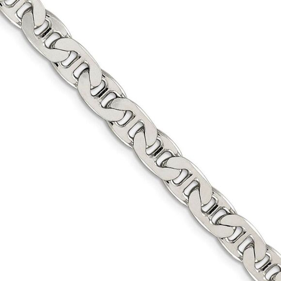 Men's 6.5mm Sterling Silver, Solid Flat Anchor Chain Necklace, 30 Inch - Picture 1 of 7